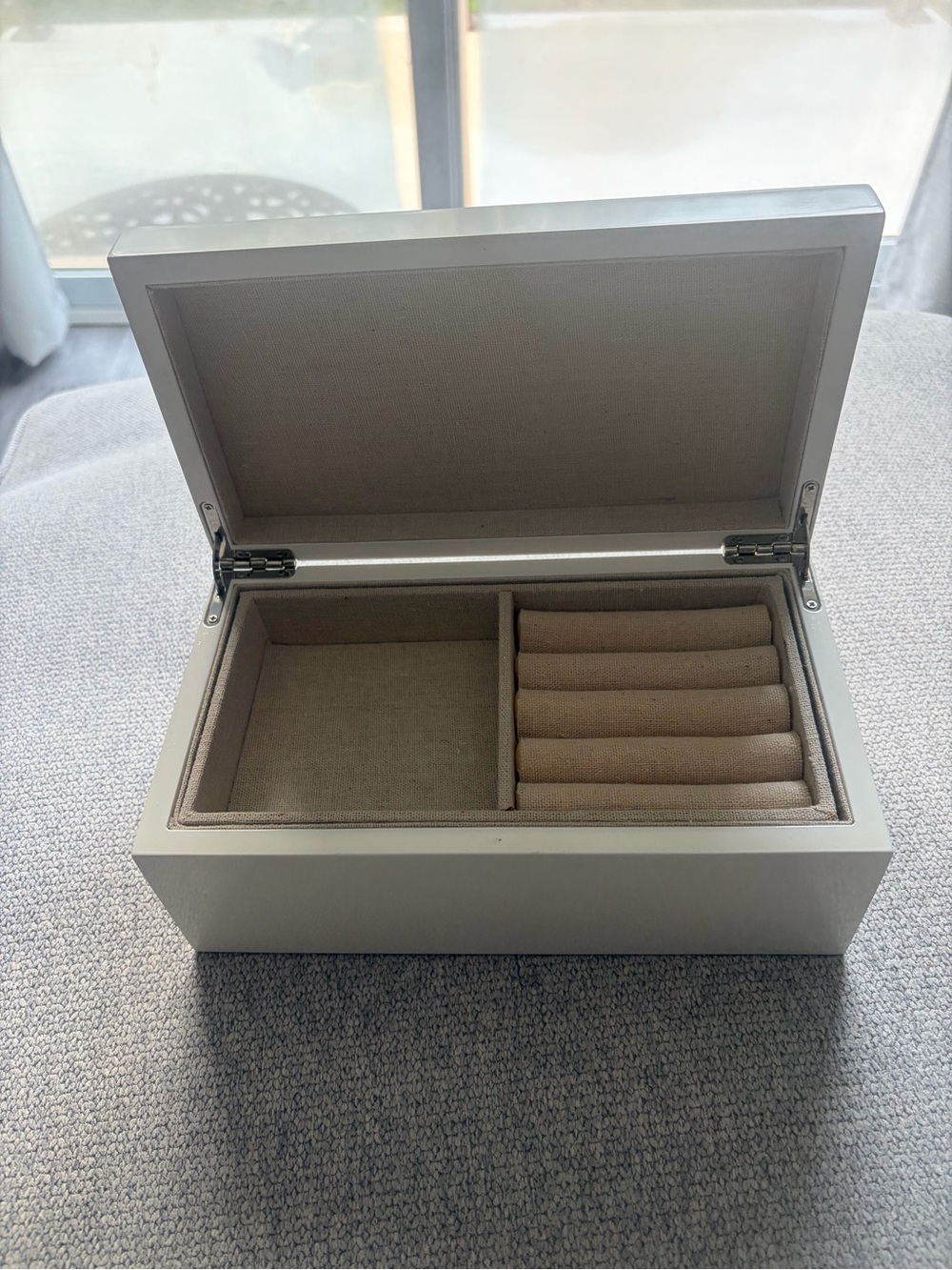 White Jewelry Box with Front Mirror Design